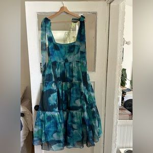 BHLDN Isabella Tiered Square-Neck A-Line Midi Dress